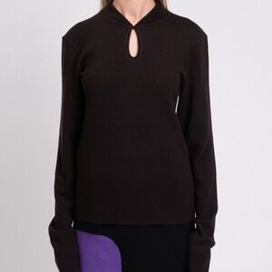 BOTTEGA VENETA Jumper Size M Cashmere Blend Keyhole Made in Italy in DARK BROWN